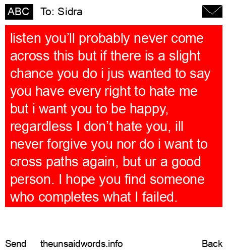 unsent message to Sidra