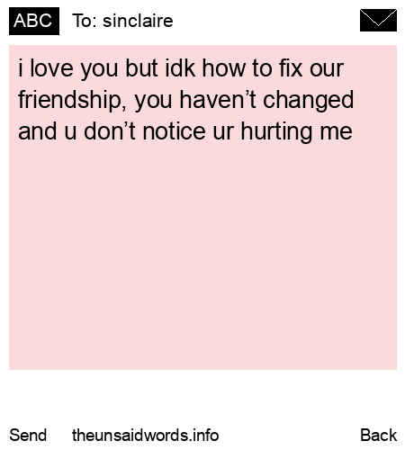 unsent message to sinclaire