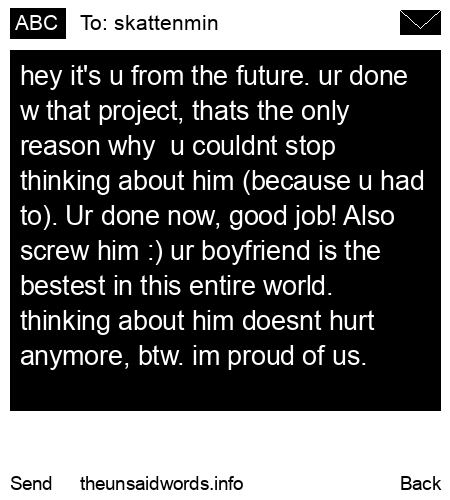 unsent message to skattenmin