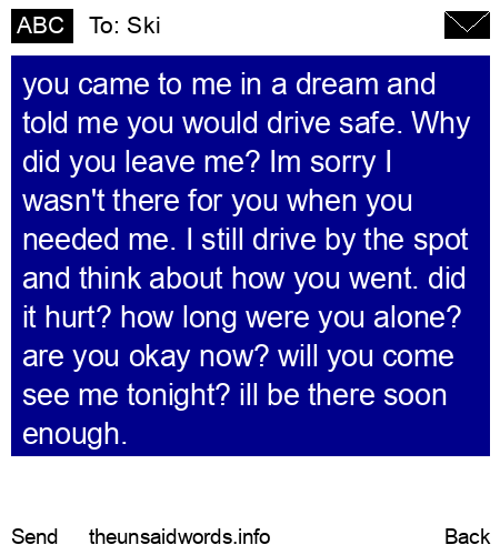 unsent message to Ski