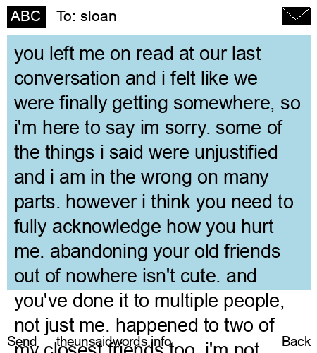 unsent message to sloan