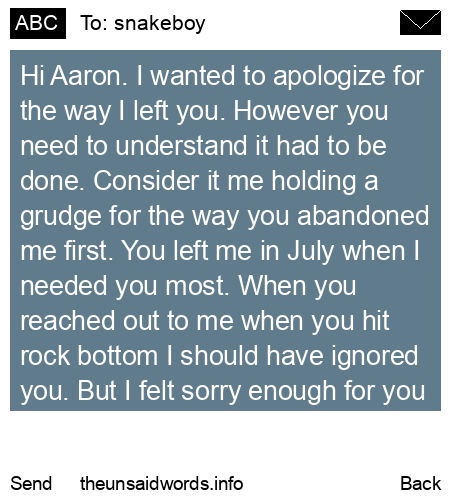 unsent message to snakeboy