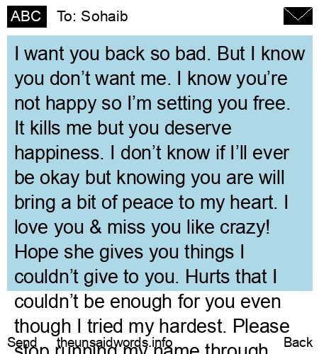 unsent message to Sohaib