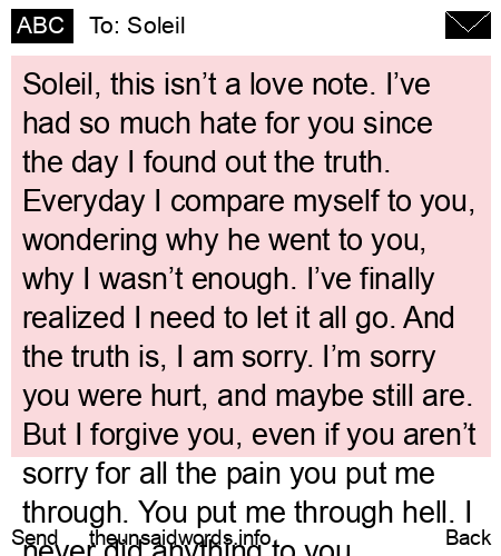 unsent message to Soleil