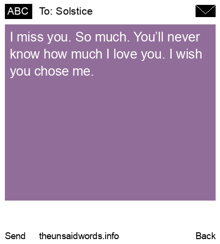 unsent message to Solstice
