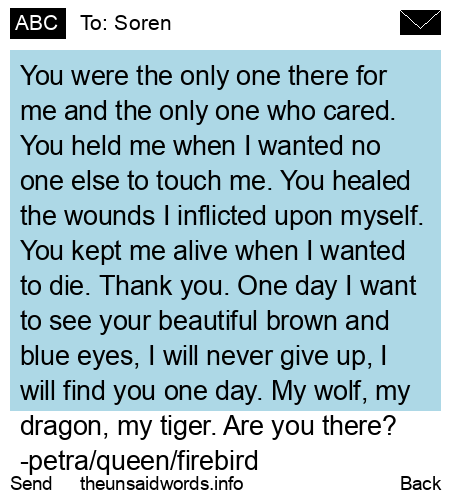 unsent message to Soren