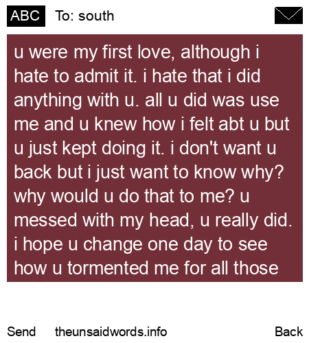 unsent message to south