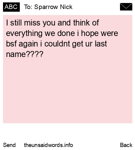 unsent message to Sparrow Nick