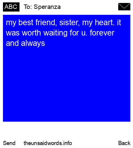 unsent message to Speranza