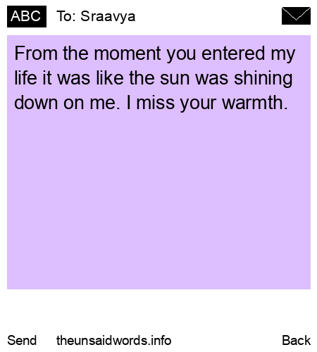 unsent message to Sraavya