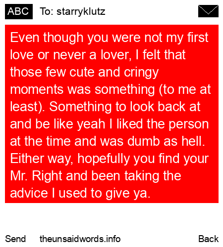 unsent message to starryklutz