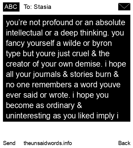 unsent message to Stasia