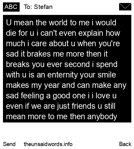 unsent message to Stefan