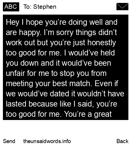 unsent message to Stephen