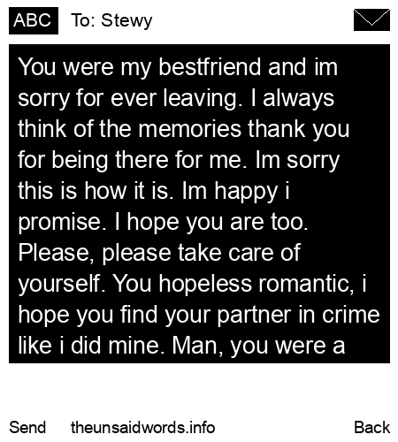 unsent message to Stewy