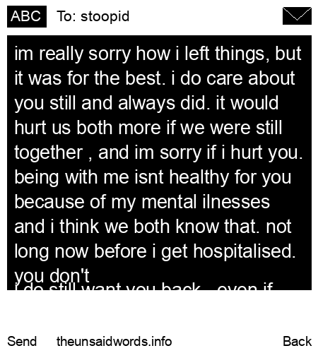 unsent message to stoopid