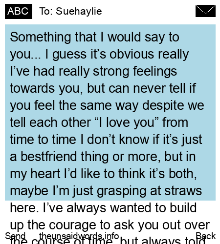 unsent message to Suehaylie