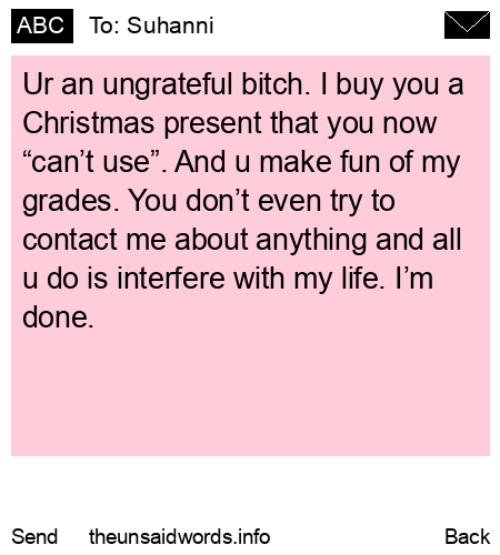 unsent message to Suhanni