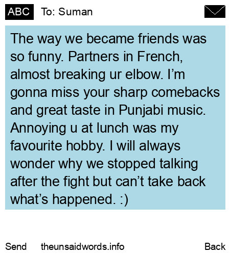 unsent message to Suman