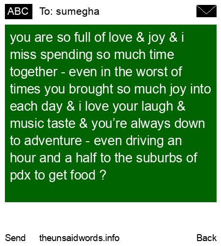 unsent message to sumegha