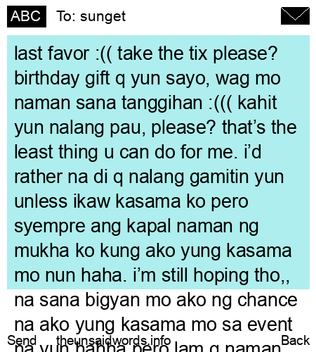 unsent message to sunget