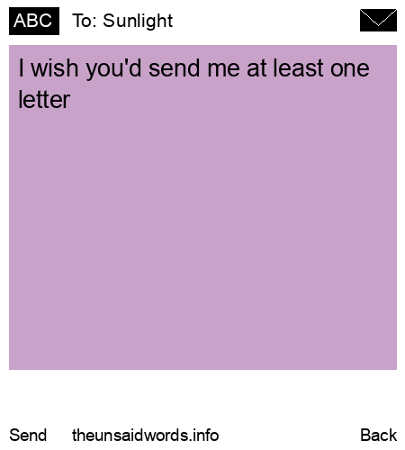 unsent message to Sunlight