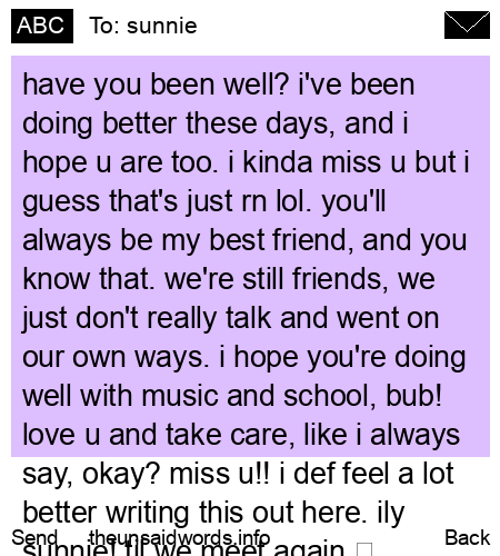 unsent message to sunnie