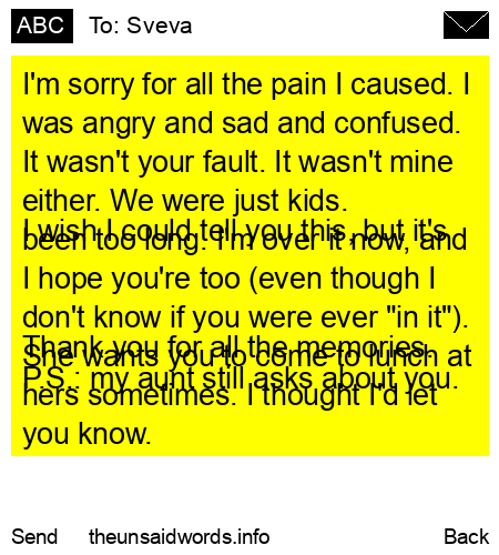 unsent message to Sveva