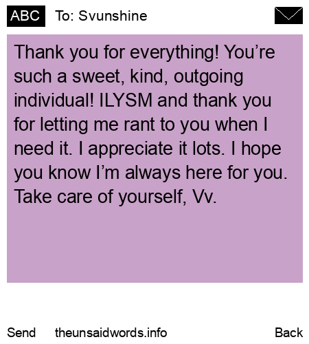 unsent message to Svunshine