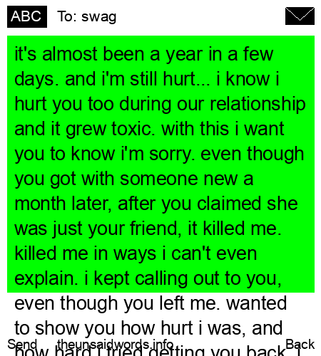 unsent message to swag