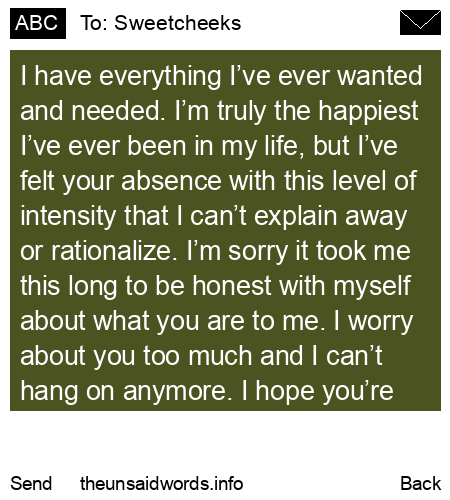 unsent message to Sweetcheeks