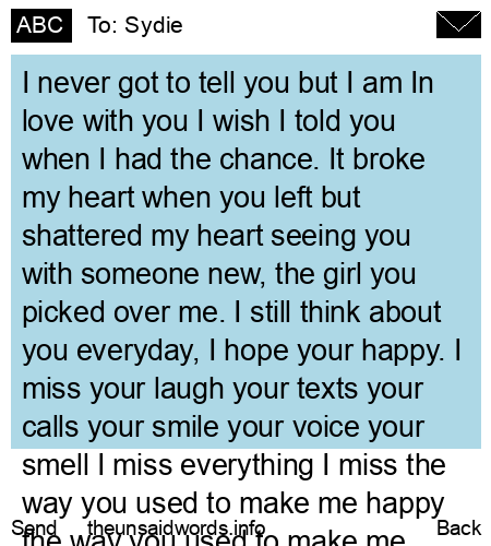 unsent message to Sydie