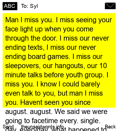 unsent message to Syl