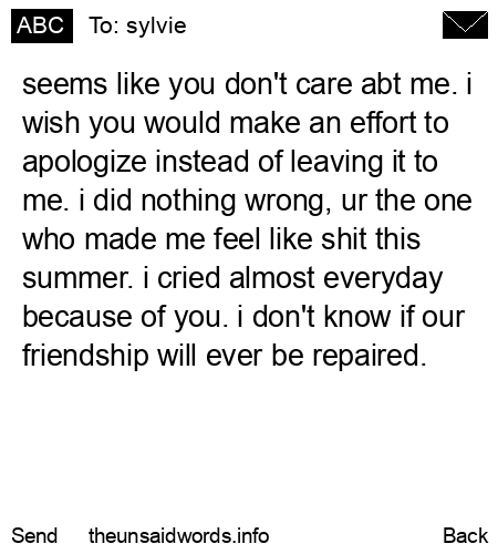 unsent message to sylvie