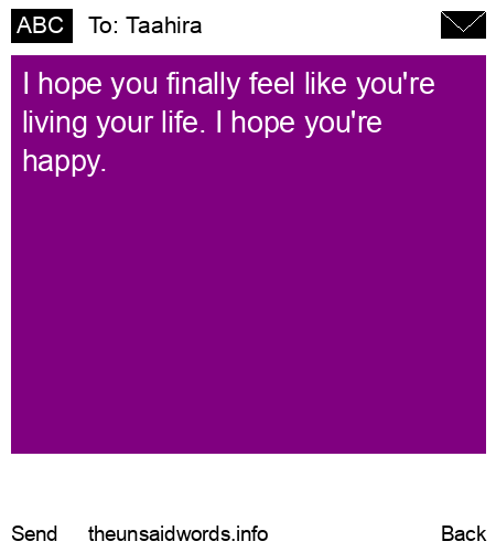 unsent message to Taahira