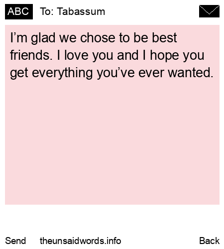 unsent message to Tabassum
