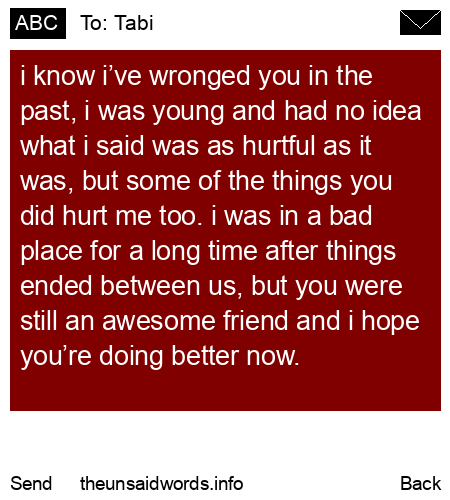 unsent message to Tabi