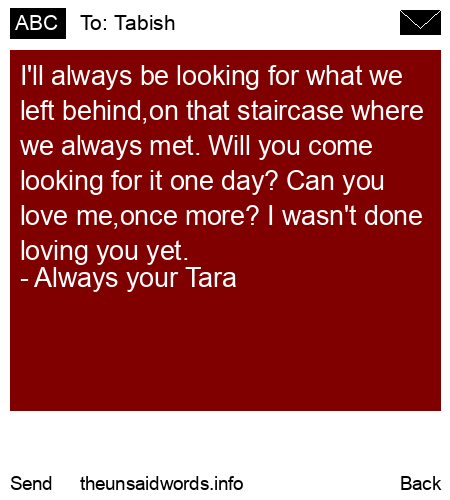 unsent message to Tabish
