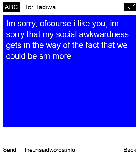 unsent message to Tadiwa