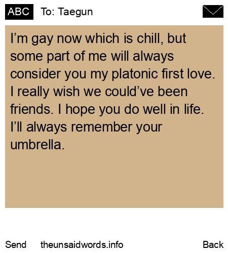 unsent message to Taegun