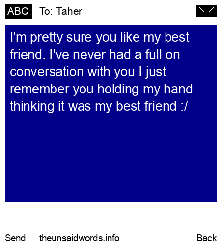 unsent message to Taher