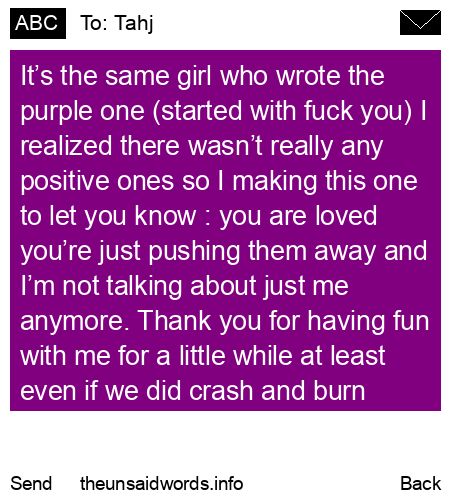 unsent message to Tahj