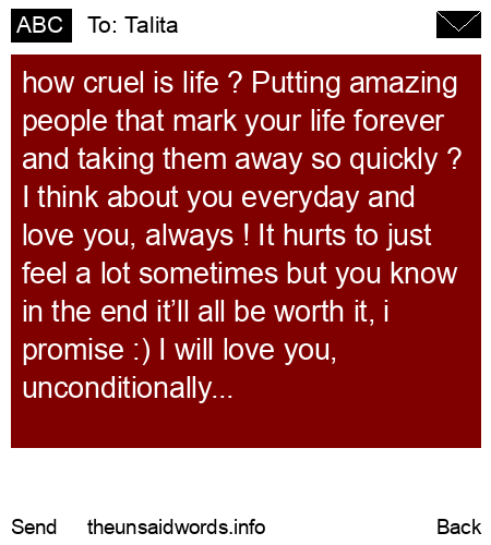 unsent message to Talita
