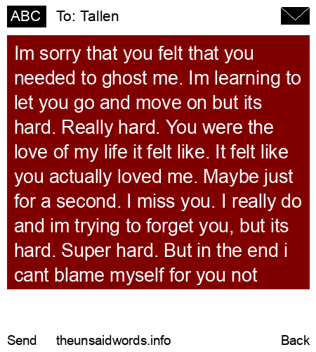 unsent message to Tallen