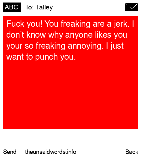 unsent message to Talley