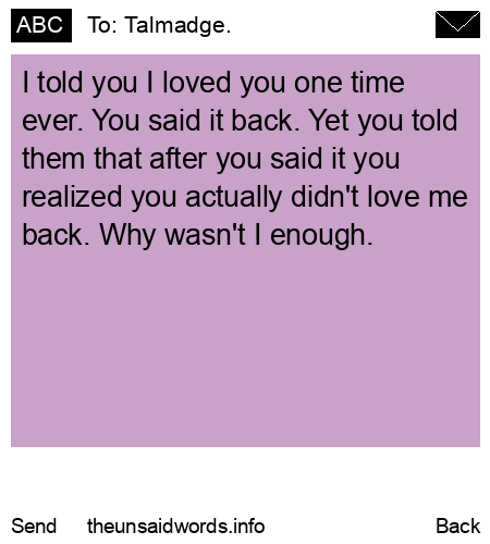 unsent message to Talmadge.