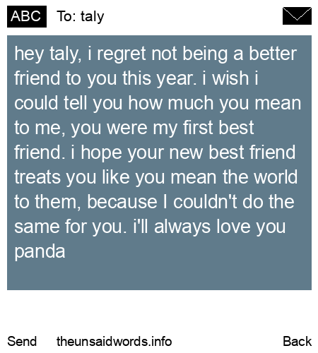 unsent message to taly