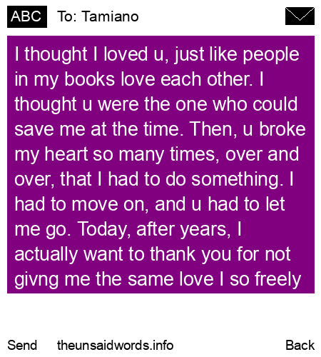 unsent message to Tamiano