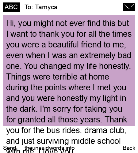 unsent message to Tamyca