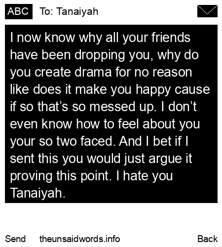 unsent message to Tanaiyah